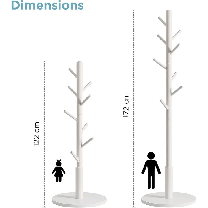 Дерев'яний вішак для одягу Edihome з 8 гачками, 172 x 38 x 38 см, для передпокою, коридору або спальні