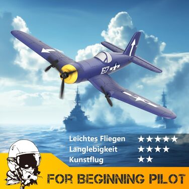 RC літак HAWK'S WORK F4U Corsair 2.4GHz – радіокерований літак-винищувач для дітей та початківців, готовий до польоту з гіростабілізатором