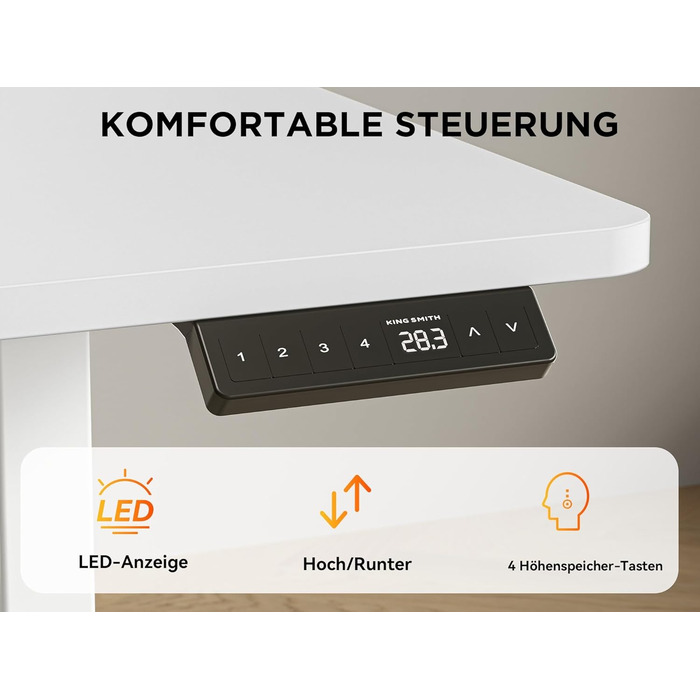 Електричний кутовий стіл L-подібної форми, 190 x 150 см. Регулювання висоти, стіл для офісу, ігровий стіл з керуванням кабелями, білий.