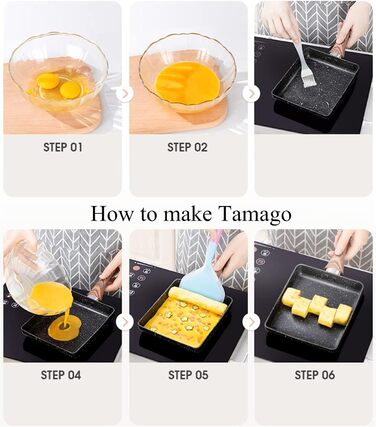 Сковорода для тамагоякі, Японська сковорода з антипригарним покриттям з маленькими яйцями для млинців для індукційної газової плити, 14,0 x 5,1 дюйма