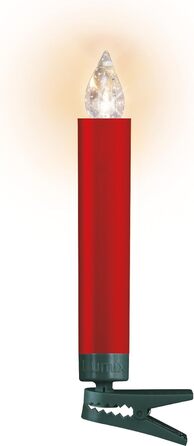 Krinner LUMIX Deluxe: Бездротові LED-свічки на ялинку, набір 10 шт., з пультом IR, 5 рівнів димування, ефект мерехтіння, червоний, арт. 74346