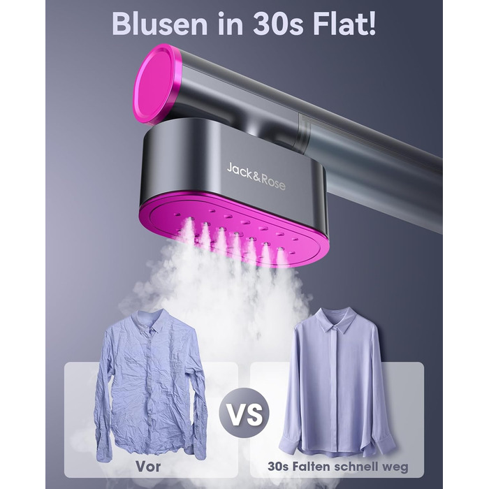 Парoгенератор для одягу Jack & Rose, 110-240V, 1000W, портативний, 2-в-1, для подорожей, сірий