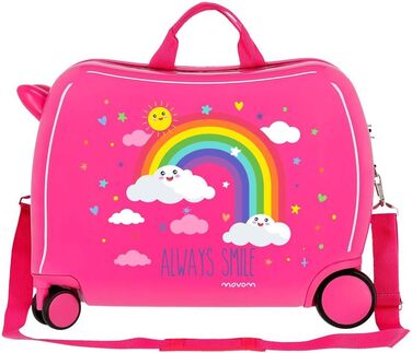 Дитяча валіза Enso Arcoiris Always Smile рожева 50x39x20 см Кодовий замок Hard Shell ABS 38 л 2,1 кг 4 колеса ручна поклажа