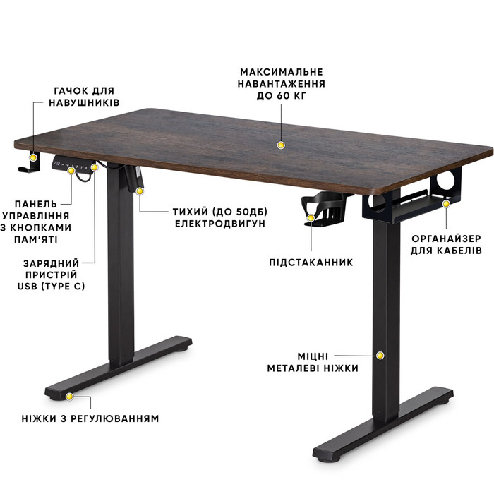 Стіл Mealux PowerDesk Lite Antique з електрорегулюванням висоти (арт. EVO-201 Lite Antique/B)