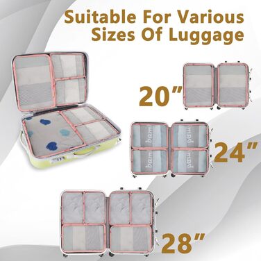 Набір органайзерів для валізи та подорожей, водонепроникні пакувальні куби для одягу, 12 предметів, колір Вишневий