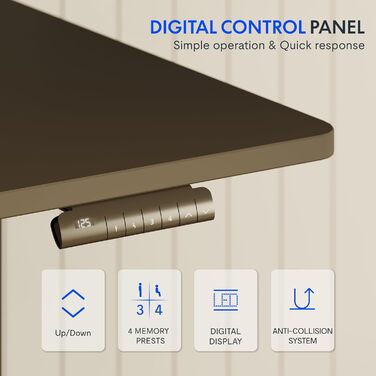 Електричний регульований стіл FLEXISPOT 120x80 см з подвійним мотором - ергономічний стоячий стіл для дому та офісу, 100 кг, тиха робота (<50 дБ), сірий + чорний