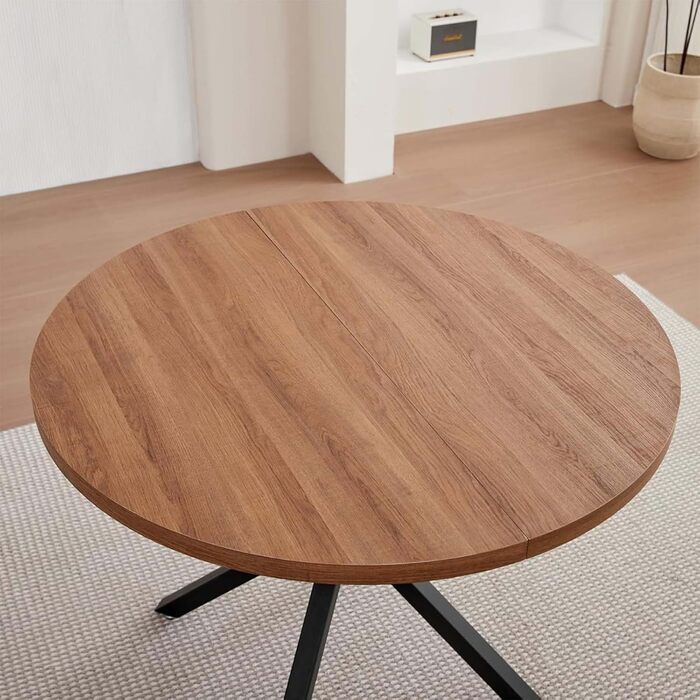 Комплект їдальні 5-ти частинний: круглий стіл 100 см та 4 стільці (голландський фліс). Підходить для кухні, вітальні, балкону, ресторану, офісу. Темне дерево + світло-коричневий колір.