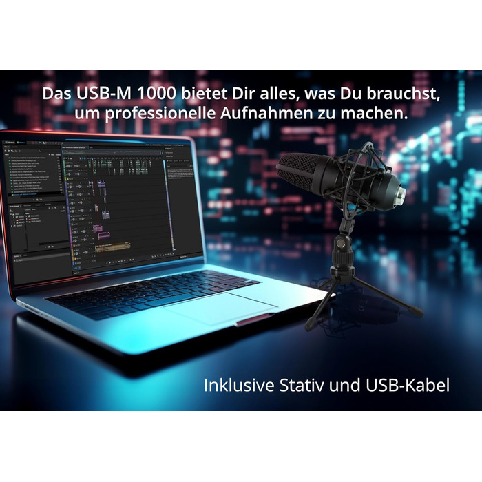 McGrey USB-M 1000 BK: Конденсаторний мікрофон для подкастів, стрімінгу та геймінгу. Чорний