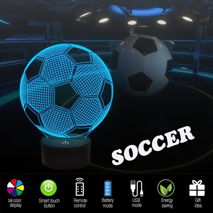 Дитячий нічник FULLOSUN 3D 8х21 см футбольний м'яч