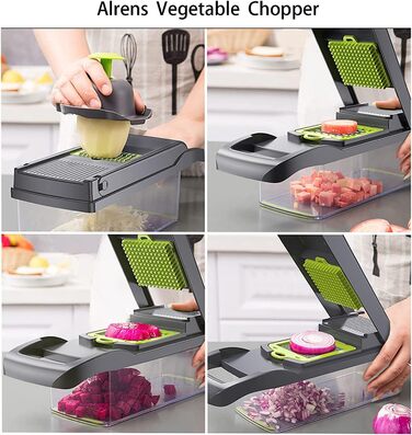 Багатофункціональний набір для нарізки овочів 22 в 1: спіралізатор, тертка, нарізчик для цибулі, картоплі, фруктів. Чорний