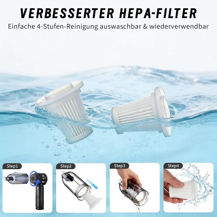 Акумуляторний ручний пилосос Citybee 4 в 1, бездротовий міні-пилосос для авто та дому, 25000Па, безщітковий двигун, 3 режими потужності, для шерсті тварин (чорний)