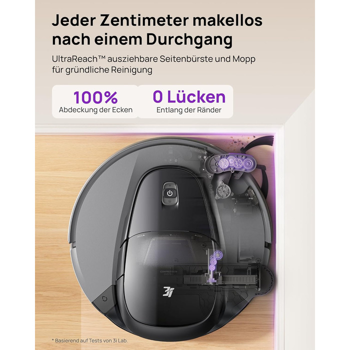Робот-пилосос 3i G10+ з функцією миття підлоги, автоматичним компакттором сміття, потужністю всмоктування 18000 Па, вбудованою бічною щіткою та миючим мопом, інтелектуальною навігацією та уникненням перешкод за допомогою ШІ