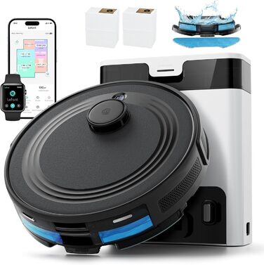 Робот-пилосос LEFANT M2 Pro з вологою тканиною, 5000Pa, лазерна навігація, LiDAR dToF, 150 хв, розпізнавання килимів, керування через додаток/голос, для видалення шерсті тварин, чорний