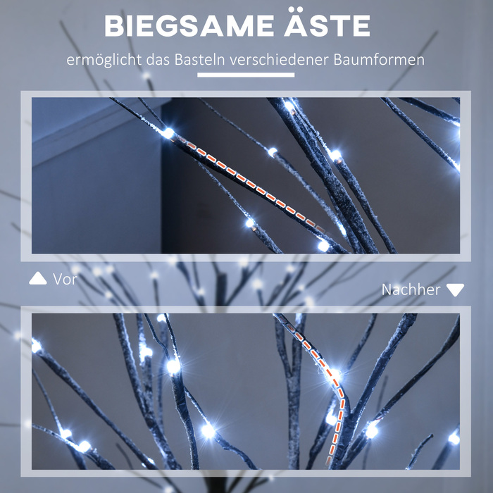 Штучна беріза HOMCOM з LED-підсвіткою, 96 теплих білих мікро-світлодіодів, 150 см, коричневого кольору