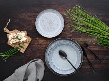 Набір посуду серії Nordic Fjord 18 шт., Набір тарілок з керамограніту (набір тарілок 18 шт., Frost), 21551