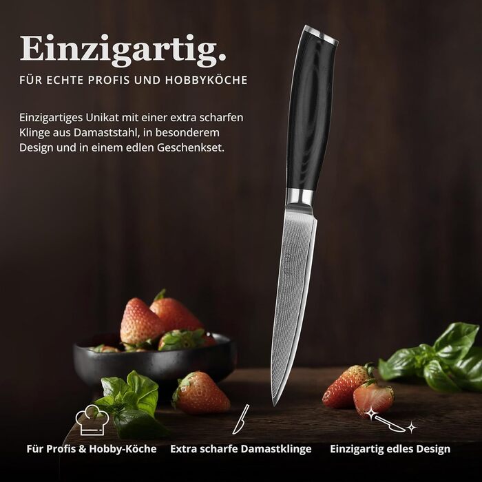 Ніж кухонний Wakoli Mikata Damast 17 см з лезом з дамаської сталі з ручкою Micarta (універсальний)