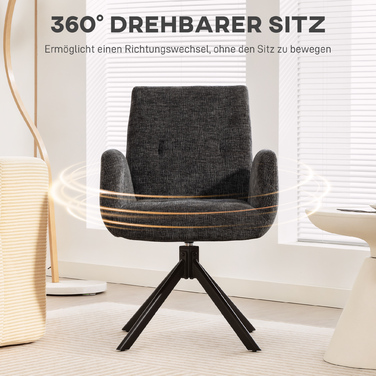 Крісло-шезлонг, акцентне крісло, сучасний дизайн, поворотне, до 120 кг, чорного кольору