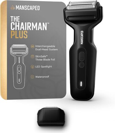 Електричний тример для тіла MANSCAPED® The Chairman™ Plus з двома насадками, SkinSafe®-фільтром та прецизійними ножами, USB-C зарядка, для делікатної стрижки