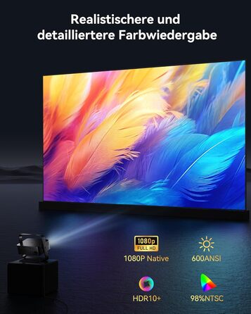 Проектор Beamer 4K з підтримкою 1500 ANSI, 1080P FHD, Smart, автоматичною корекцією трапеції, електричним фокусом, WiFi 6, Bluetooth для домашнього кінотеатру та на відкритому повітрі (сталево-сірий)