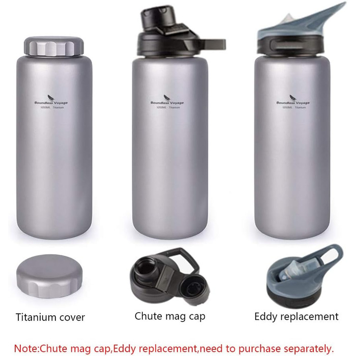 Фляга для води iBasingo 1050 мл з широким горлом, не протікає, для спорту, кемпінгу, туризму та подорожей (Ti3005D, Ti3005d-1050ml)