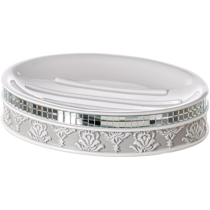 Набір аксесуарів для ванної кімнати Creative Scents – Білий та сірий, 4 предмети (дозатор мила, мильниця, тримач для зубних щіток, чашка)