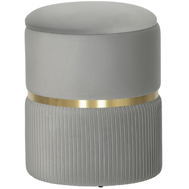 Пуф-контейнер, обтягнутий оксамитом, знімний верх, м'яке сидіння та приховане місце для зберігання, світло-сірий