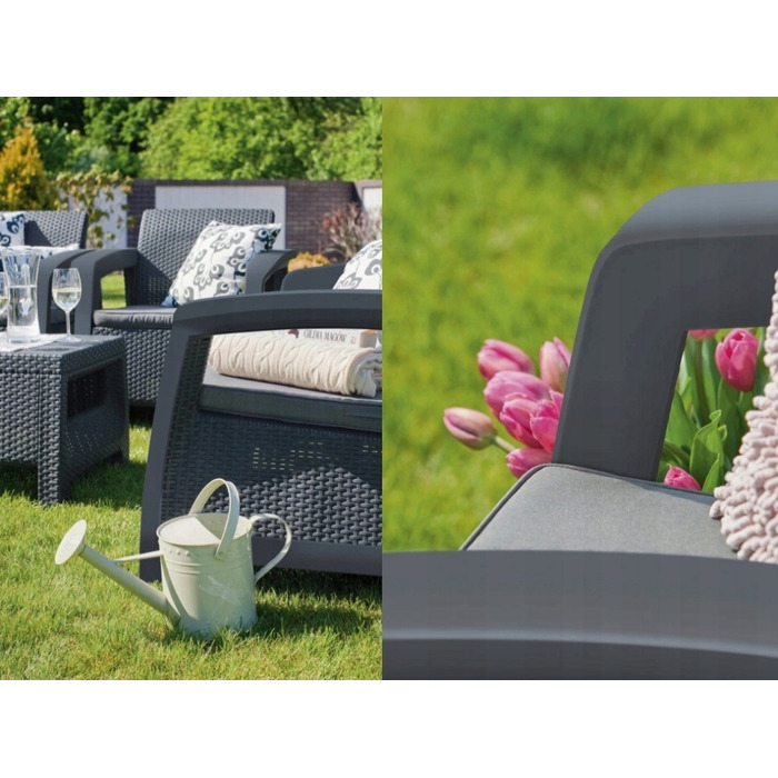 Комплект садових меблів Curver із пластику, сірий, 4 предмети