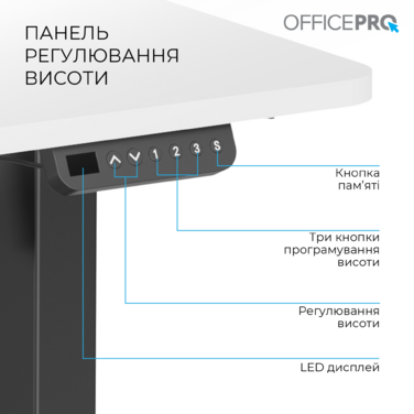Комп’ютерний стіл з електрорегулюванням висоти OfficePro ODE1470WB