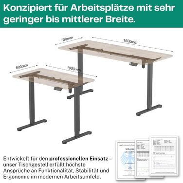 Електричний регульований стіл Albatros UP30 | Металеве підрамник, ніжки, підставка | Для робочих місць | Чорний