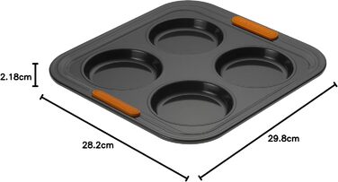 Форма для випічки Yorkshire від LE CREUSET, 12 шт., діаметр 7 см, з антипригарним покриттям, для закваски, з вуглецевої сталі, антрацит/помаранчевий