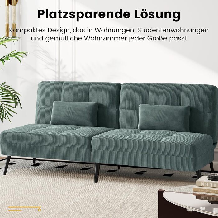 Диван-ліжко LUCKRACER 3-місний, трансформер, футон, кутовий диван, зелений, для вітальні та квартири