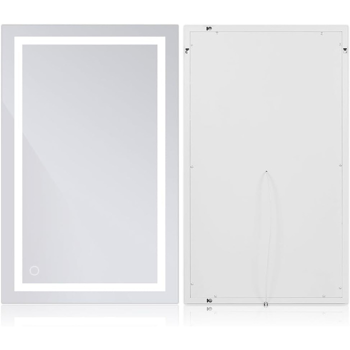 Дзеркало для ванної кімнати HUOLE з LED-підсвічуванням, 100x60 см, сенсорне керування, антизапарник, 6400K