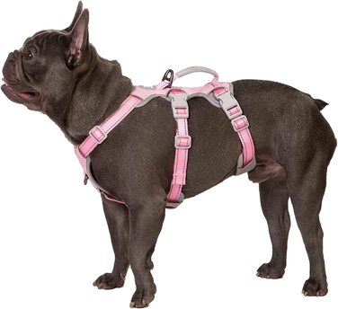 Упряж для собак,стійка до проривів, упряж для рятувальників, повністю світловідбиваюча упряж з м'якою ручкою, дихаючий регульований жилет для собак великого розміру, які гуляють, бігають (Рожевий, L) великий (упаковка з 1) рожевого