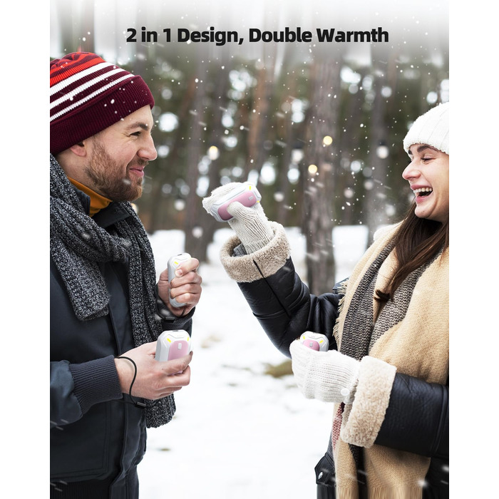 Електричні грілки для рук ColdSky (2 шт), рожеві - багаторазові, портативні, до 12 годин нагріву