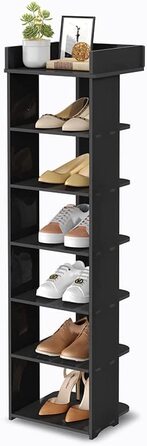 Полиця для взуття Dripex з n, вузька полиця для взуття, регульована підставка для взуття, багатофункціональна підставка для передпокою, передпокою, спальні, кухні (Чорний, 7 полиць)