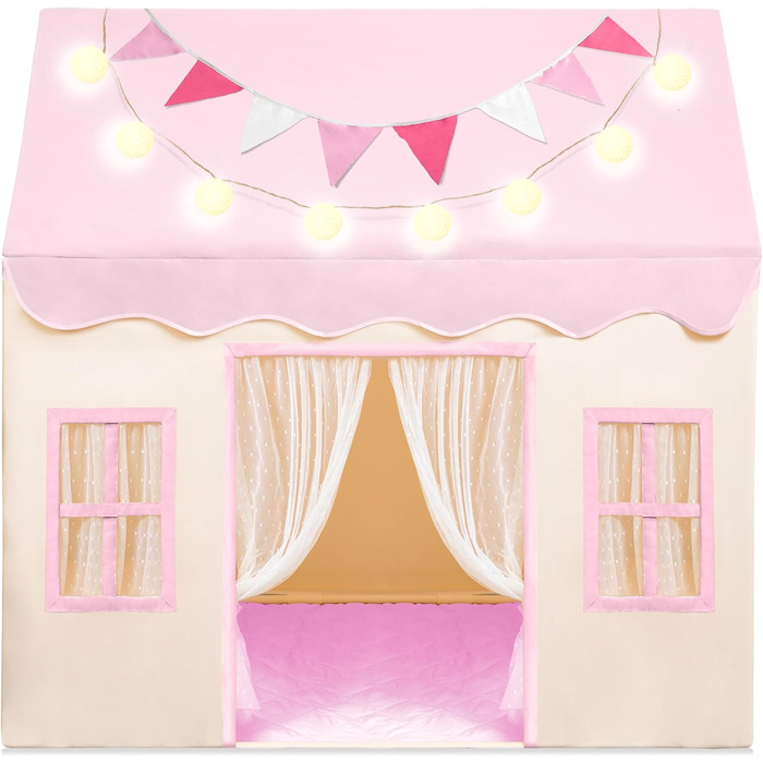 Дитячий намет SYNCFUN з килимком та світлом для гри в приміщенні. Ігровий будиночок для дівчаток 3-13 років. Рожевий намет для дітей