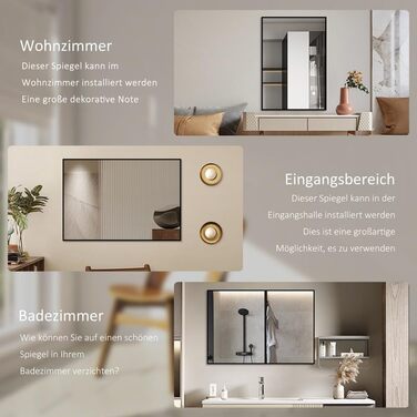 Дзеркало настінне/підлогове Spiegel 40x160 см з рамою. Алюмінієва рама (чорний колір)