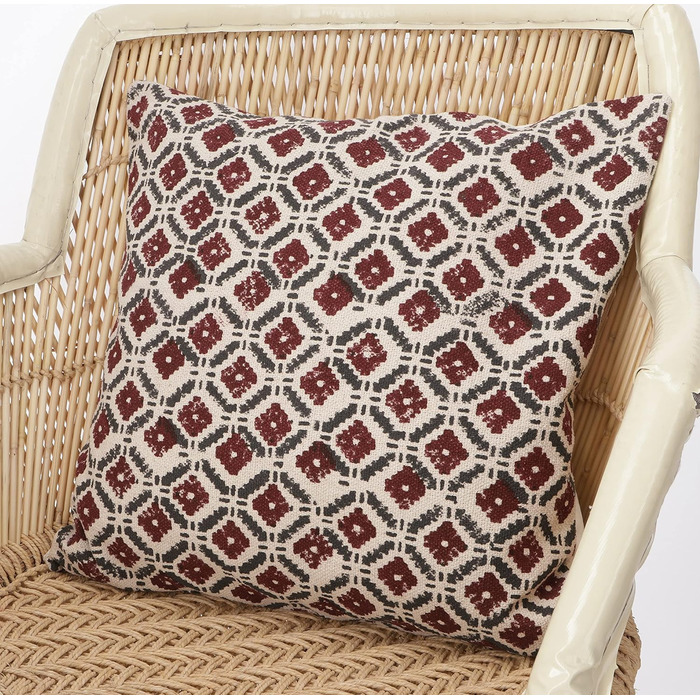 Чохол на подушку Kilim, блок-друк, декоративна подушка, бохо, червоний, 50x50 см