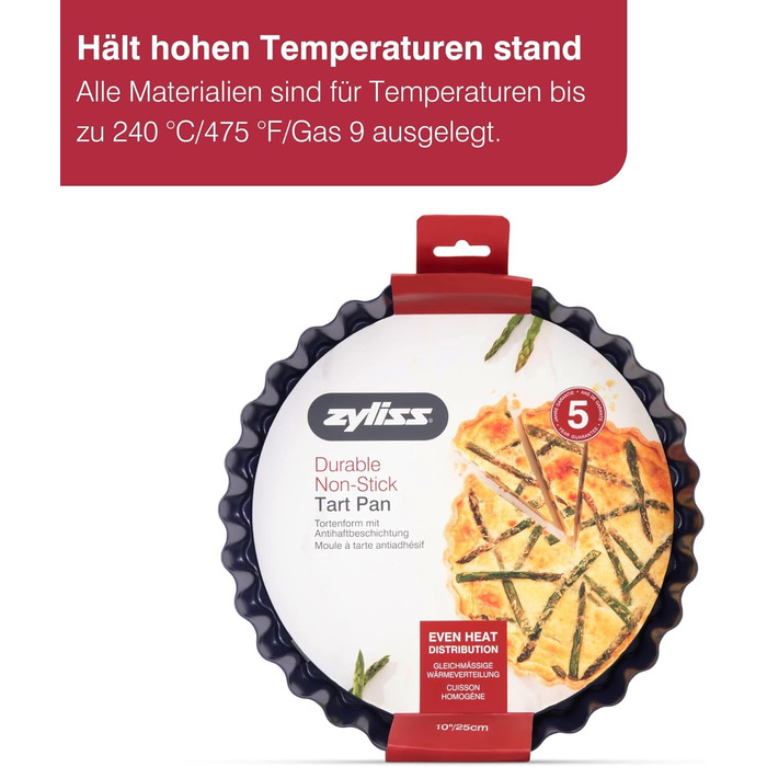 Форма для випічки Zyliss E980194 Springform, з антипригарним покриттям, з вуглецевої сталі, темно-синього кольору, з плоскою основою, 25 см