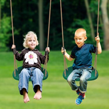 Шоукель для дітей BeneLabel: ідеально для дому та саду. Міцний гумовий сидіння, регульоване мотузка 130-200см, 113кг. Набір 2 шт. Зелений колір.