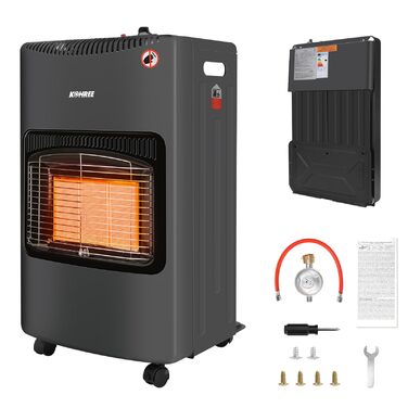 Газовий нагрівач Kohree 4200W з керамічним елементом, 3 рівні захисту, для будинку та кемпінгу, з регулятором тиску газу та шлангом