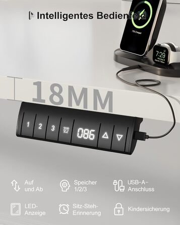 Регульований стіл Homall 200x80 см з USB-портом, електропривод, органайзер для кабелів, пам'ять положень, білий комп'ютерний стіл