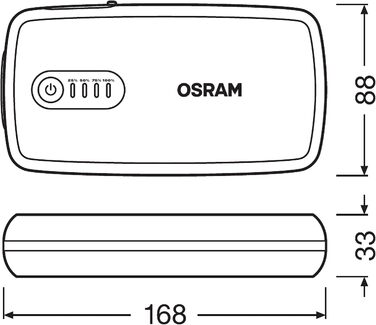 Osram BATTERYstart 400: Літієвий пусковий пристрій 2000A 12V з Powerbank, для бензинових та дизельних двигунів до 8L/4L, 16800mAh