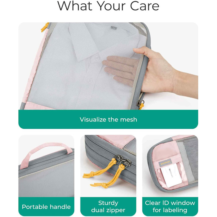 Набір органайзерів для одягу та подорожей BAGSMART (6 предметів), компресійні пакувальні куби з мішком для білизни, чорний