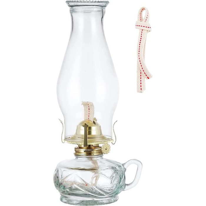 Скляна масляна лампа-деформатор скляний масляний ліхтар з бавовняним гнітом класичний прозорий нічник (31 см / 12,2 дюйма)