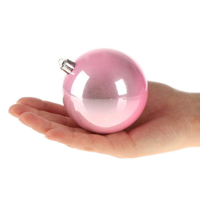 Різдвяні кульки, небиткі, пластикові, ялинкові прикраси, підвіски (48 шт. - 08 см, рожеві), 24 шт.