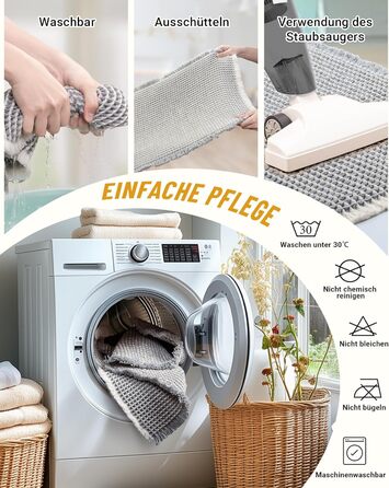 Набір килимків для ванної кімнати, антиковзні килимки, килимок для ванної кімнати (2 шт), стиль бохо, для ванної, спальні, вітальні, прання, душ, декор, 51 x 120 см + 41 x 61 см, коричнево-білий (сіро-білий)