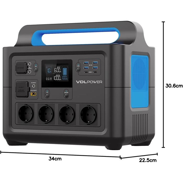 Портативна електростанція VDL 1500W, HS1500, 1228Wh, LiFePO4, для кемпінгу та відпочинку на природі