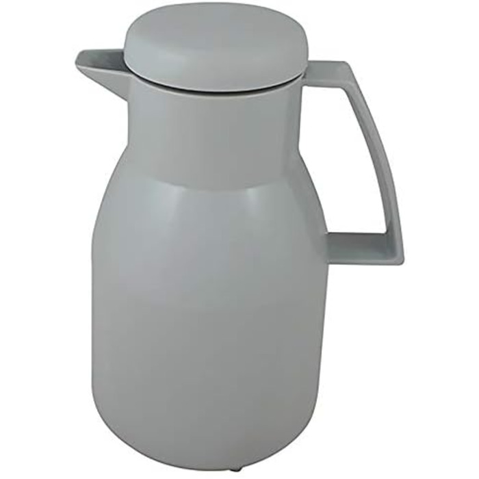 Термос Helios Wash Thermoskanne 1L: 6 годин тепла, 100% герметичний, для миття в посудомийній машині, з подвійним скляним вкладишем (сірий)