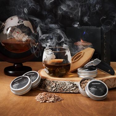 Набір для копчення віскі Toys4Boys Premium - з дерев'яною кришкою, 4 арома-стружками та запальничкою. Ідеальний подарунок для чоловіків.